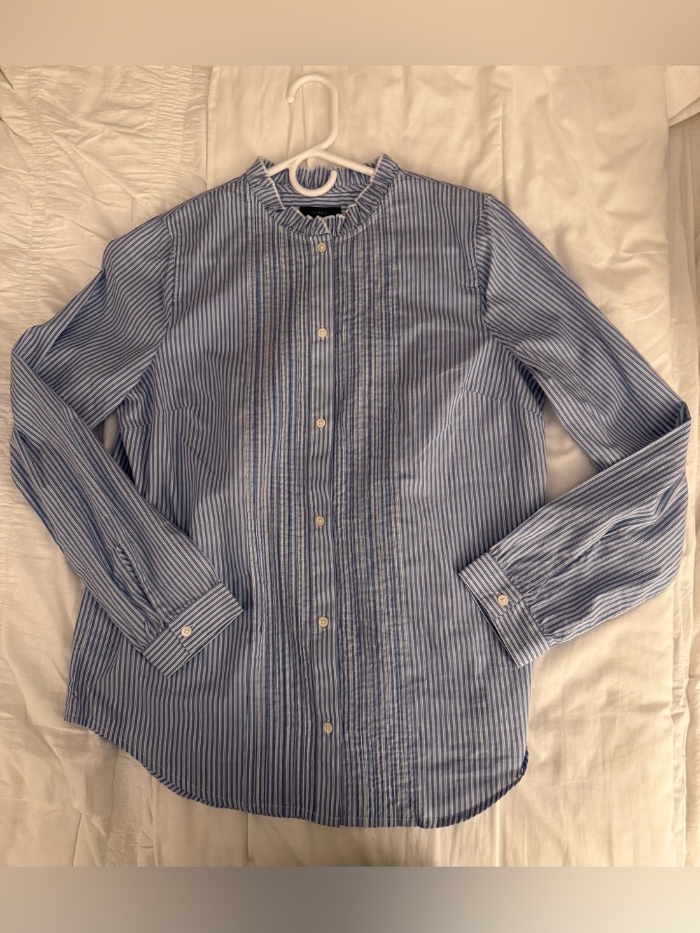 J. Crew Womens light Blue and White Tuxedo Pinstripe Button-Front Shirt Size S